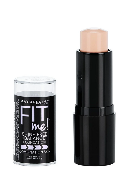 110 PORCELANA - Maybelline Fit Me Shine-Free + Balance Barra de Base, Maquillaje Facial Multiusos y Barra de Contorno Para Cobertura Natural y Mate
