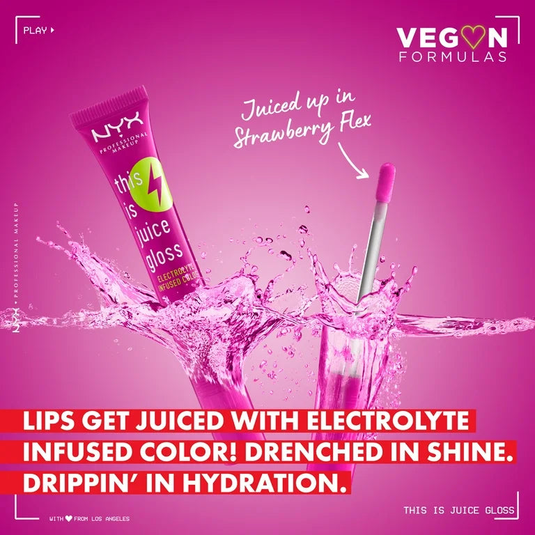 STRAWBERRY FLEX- NYX Professional Makeup This Is Juice Gloss, Brillo Labial