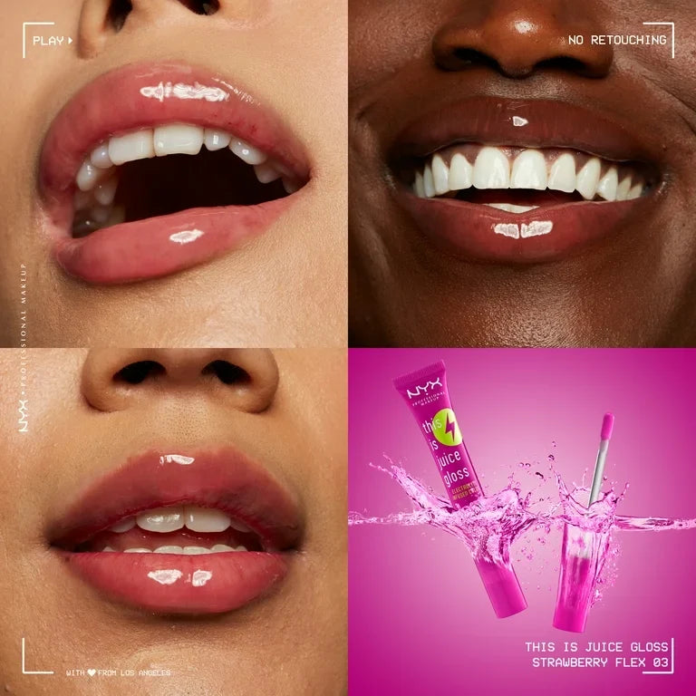 STRAWBERRY FLEX- NYX Professional Makeup This Is Juice Gloss, Brillo Labial