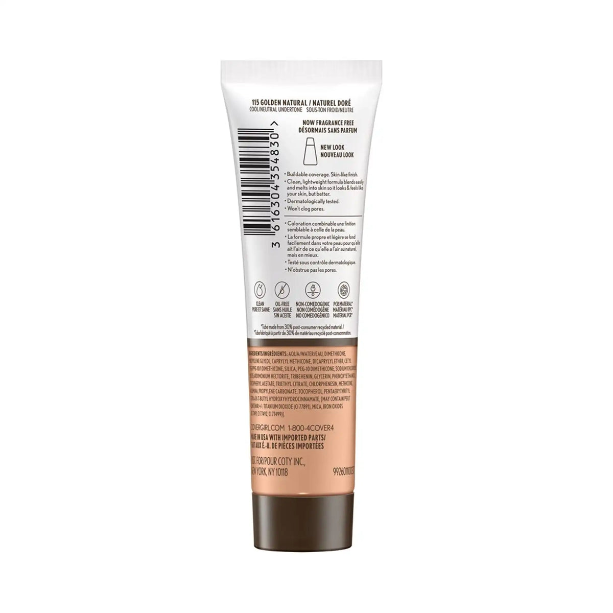115 Golden Natural-Covergirl Base de Maquillaje Clean Invisible