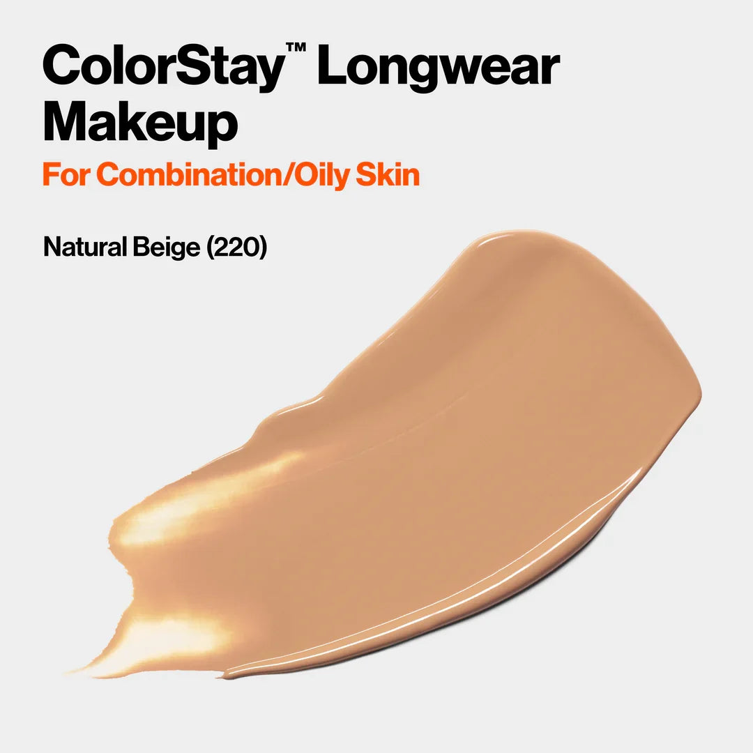 220 NATURAL BEIGE - Revlon Colorstay Combination Oily Matte Base Liquida 24 Horas Para Piel Grasa Vitamina E & SPF15